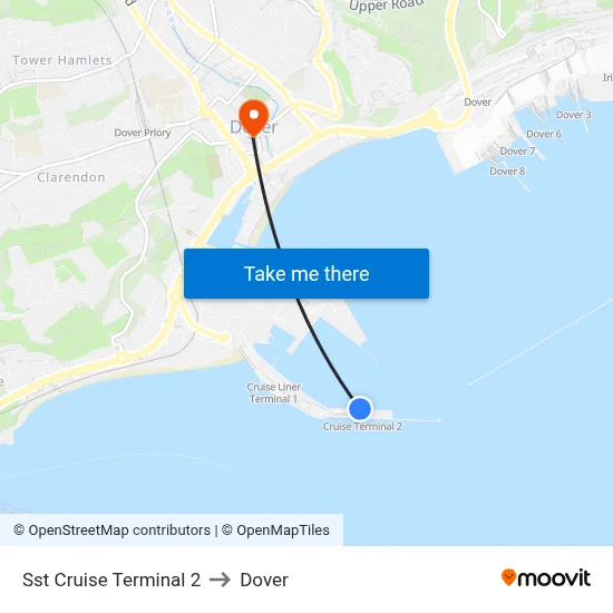 Sst Cruise Terminal 2 to Dover map