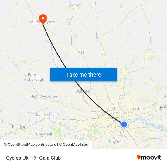 Cycles Uk to Gala Club map