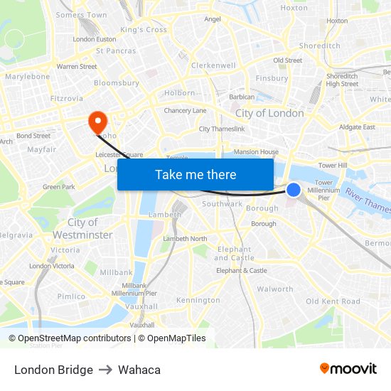 London Bridge to Wahaca map