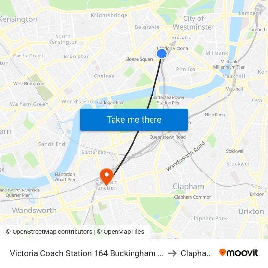 Victoria Coach Station 164 Buckingham Palace Road, Victoria, London, Sw1w 9tp to Clapham Junction map