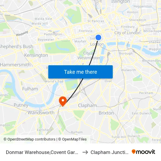 Donmar Warehouse,Covent Garden to Clapham Junction map