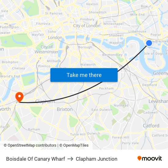 Boisdale Of Canary Wharf to Clapham Junction map