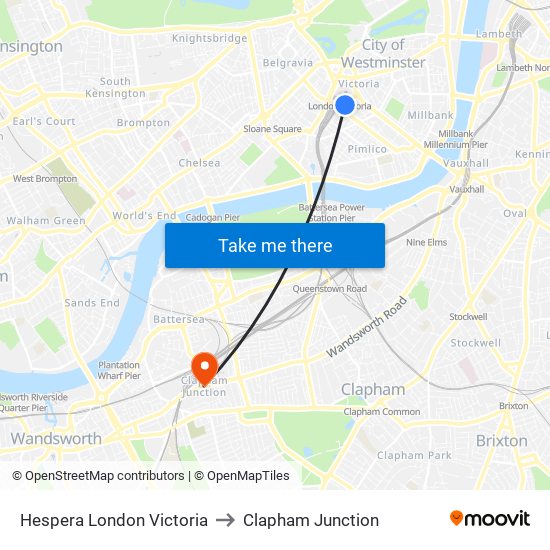 Hespera London Victoria to Clapham Junction map