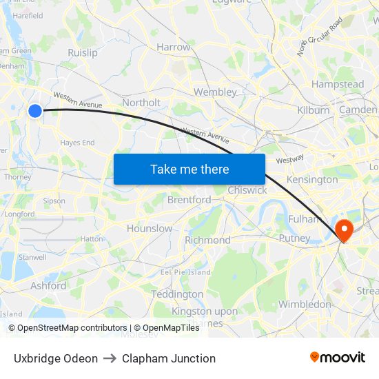 Uxbridge Odeon to Clapham Junction map