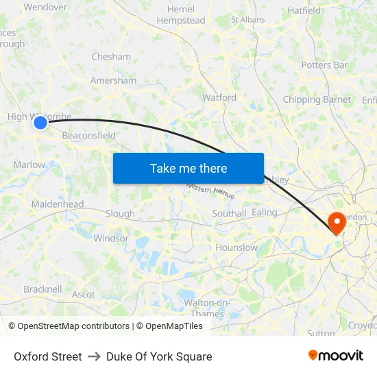 Oxford Street to Duke Of York Square map