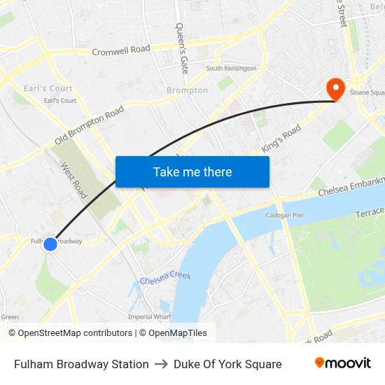 Fulham Broadway Station to Duke Of York Square map