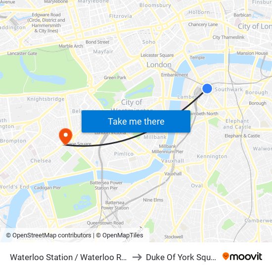 Waterloo Station / Waterloo Road to Duke Of York Square map