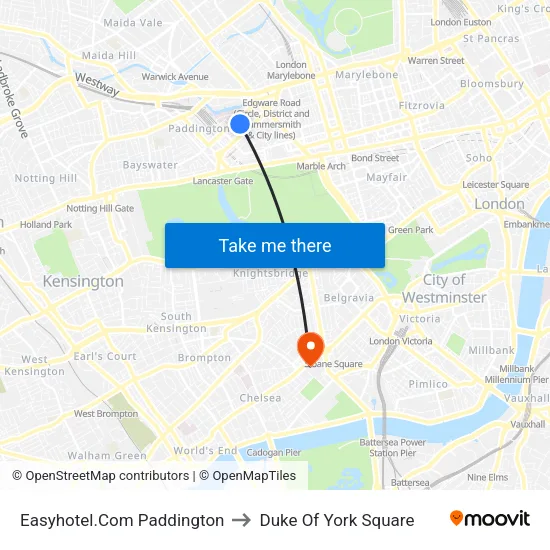 Easyhotel.Com Paddington to Duke Of York Square map