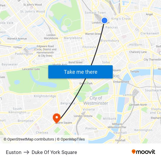 Euston to Duke Of York Square map