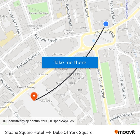 Sloane Square Hotel to Duke Of York Square map