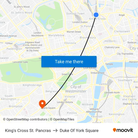King's Cross St. Pancras to Duke Of York Square map