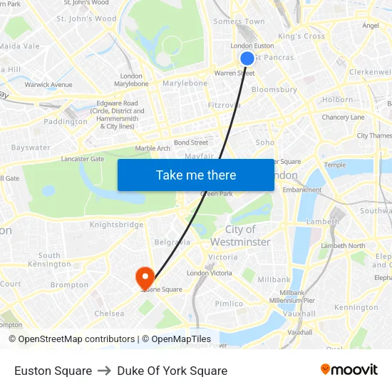 Euston Square to Duke Of York Square map
