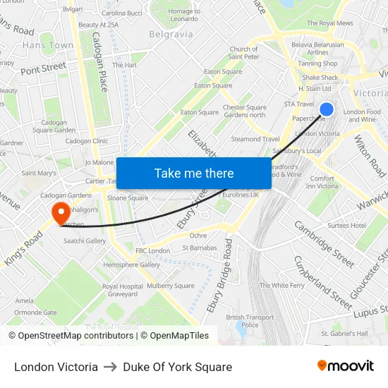 London Victoria to Duke Of York Square map