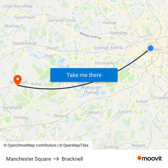 Manchester Square to Bracknell map