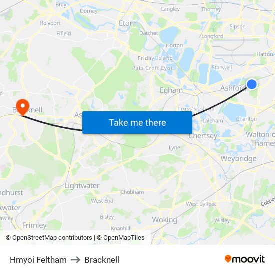 Hmyoi Feltham to Bracknell map