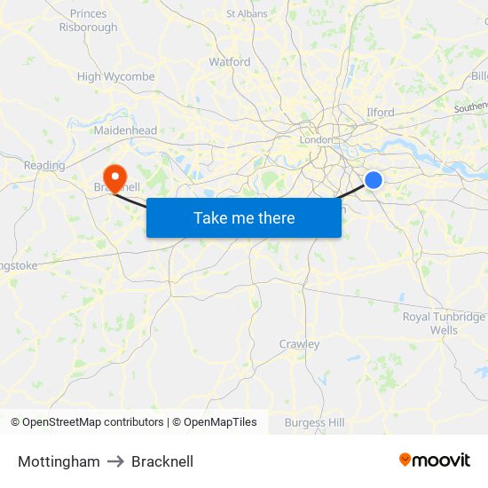 Mottingham to Bracknell map