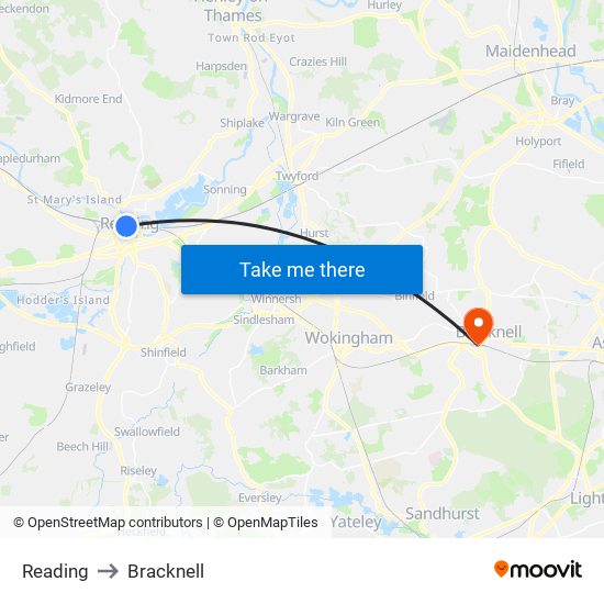 Reading to Bracknell map