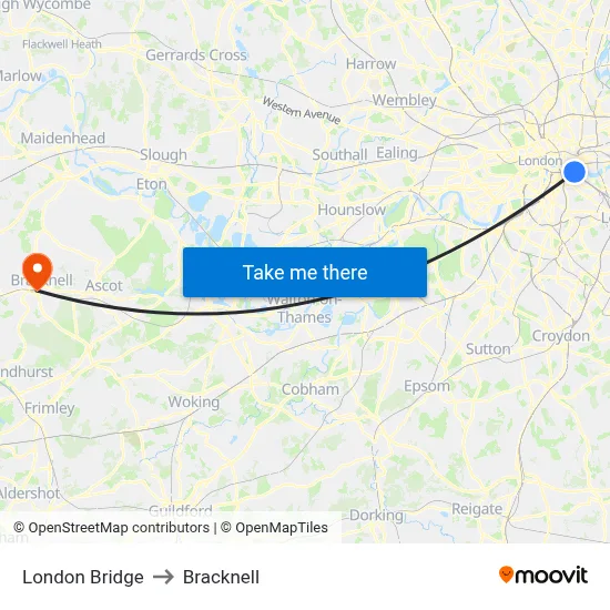 London Bridge to Bracknell map