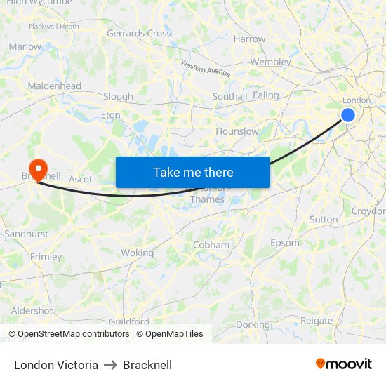 London Victoria to Bracknell map
