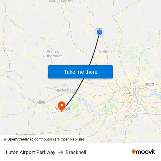 Luton Airport Parkway to Bracknell map