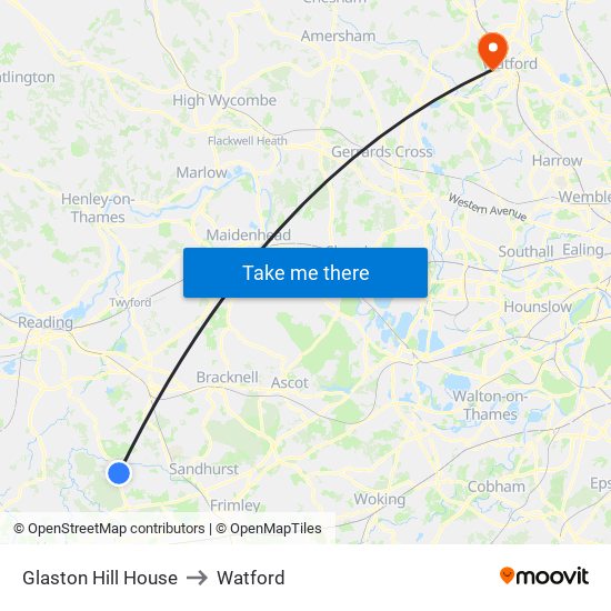 Glaston Hill House to Watford map