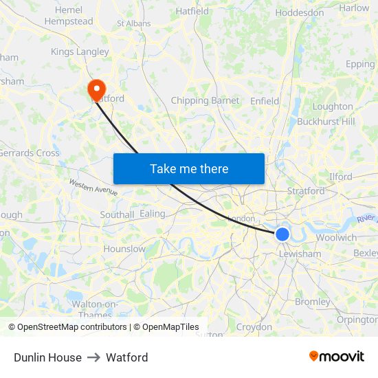 Dunlin House to Watford map