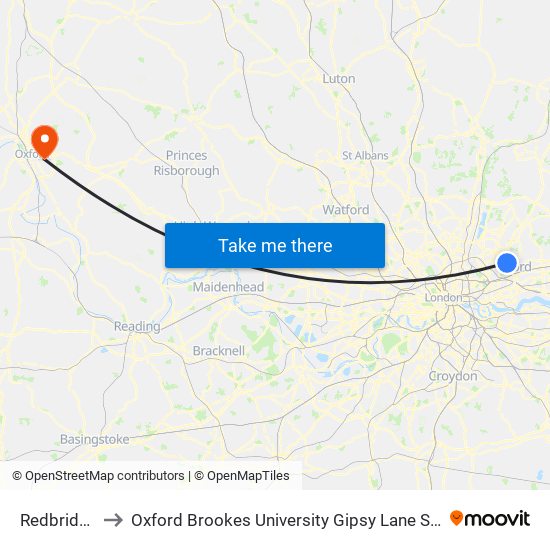 Redbridge to Oxford Brookes University Gipsy Lane Site map
