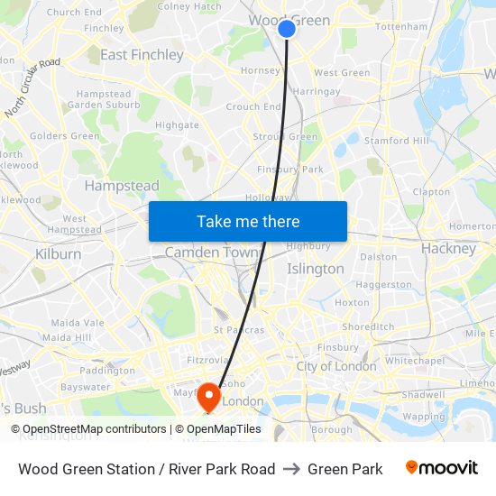 Wood Green Station / River Park Road to Green Park map