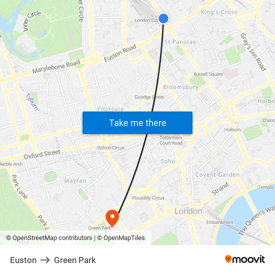 Euston to Green Park map