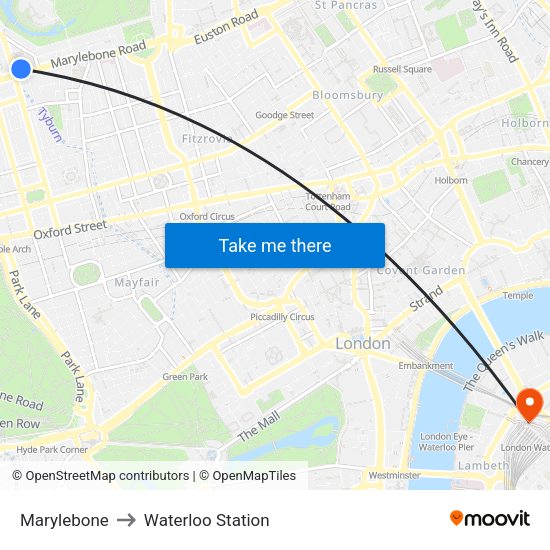 Marylebone to Waterloo Station map