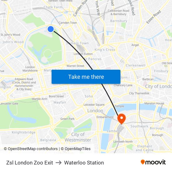Zsl London Zoo Exit to Waterloo Station map