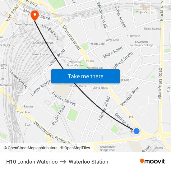 H10 London Waterloo to Waterloo Station map