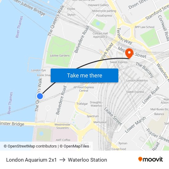 London Aquarium 2x1 to Waterloo Station map