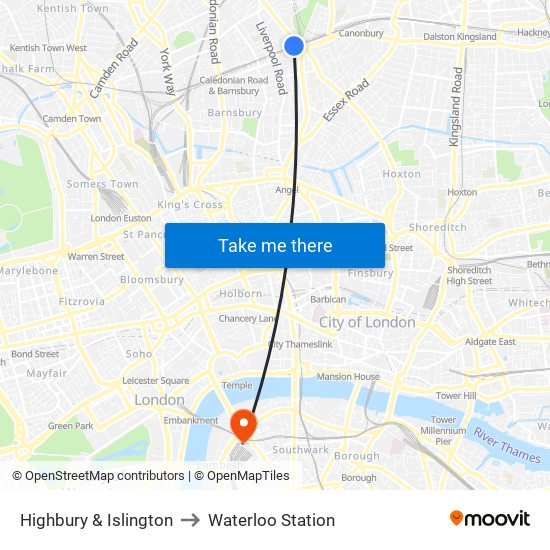 Highbury And Islington Station Map Highbury & Islington, Highbury To Waterloo Station, Waterloo With Public  Transportation