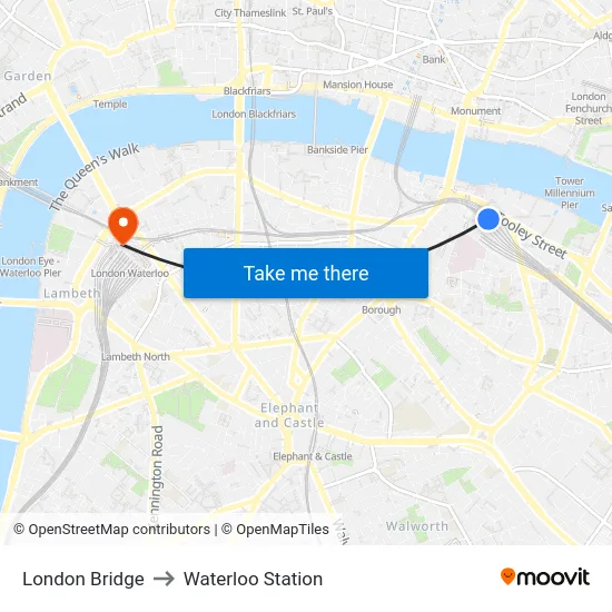 London Bridge to Waterloo Station map
