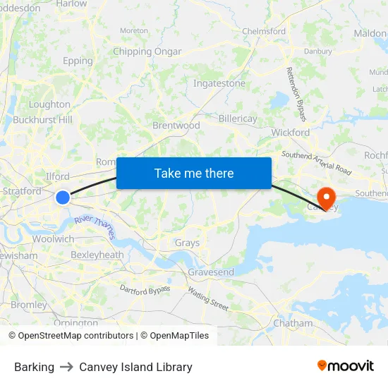 Barking to Canvey Island Library map