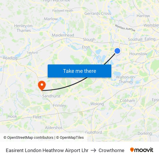 Easirent London Heathrow Airport Lhr to Crowthorne map