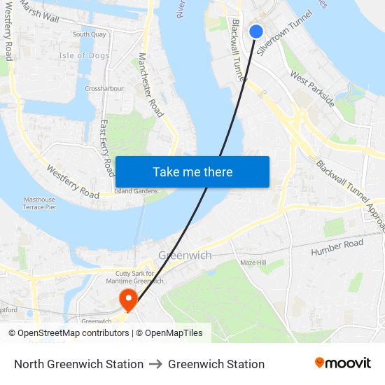 North Greenwich Station to Greenwich Station map