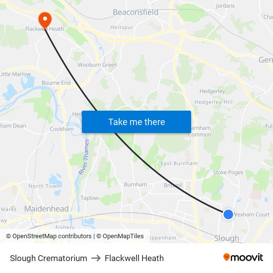Slough Crematorium to Flackwell Heath map