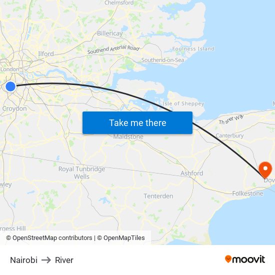 Nairobi to River map