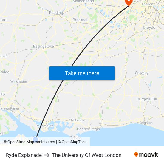 Ryde Esplanade to The University Of West London map