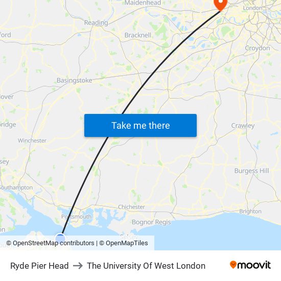 Ryde Pier Head to The University Of West London map