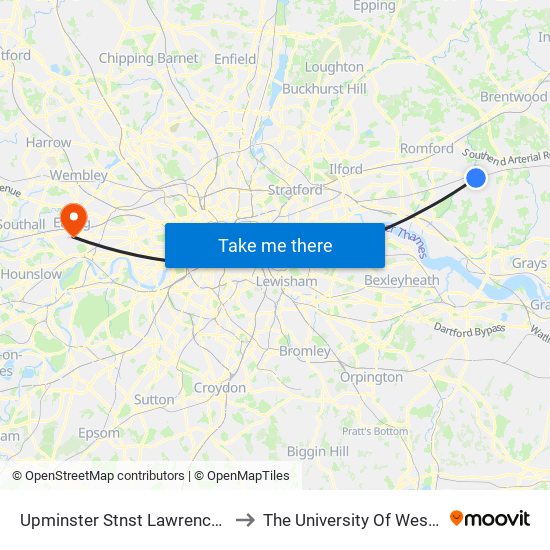 Upminster Stnst Lawrence Road (C) to The University Of West London map