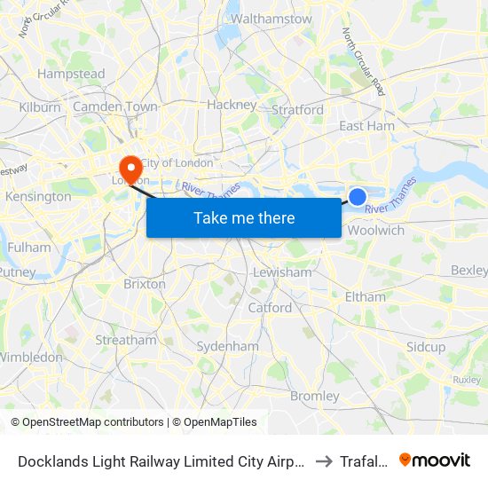 Docklands Light Railway Limited  City Airport Hartmann Rd, North Woolwich, London, E16  2ds to Trafalgar Square map