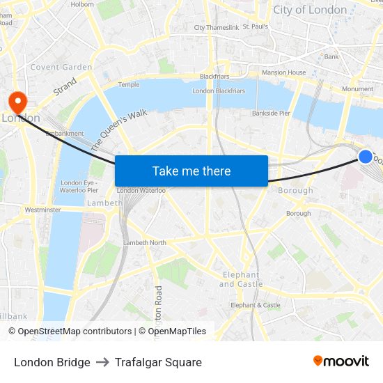 London Bridge to Trafalgar Square map