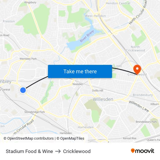 Stadium Food & Wine to Cricklewood map
