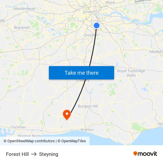 Forest Hill to Steyning map