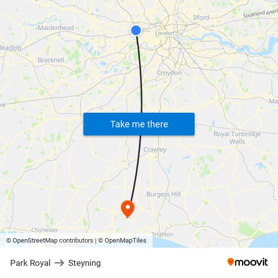 Park Royal to Steyning map