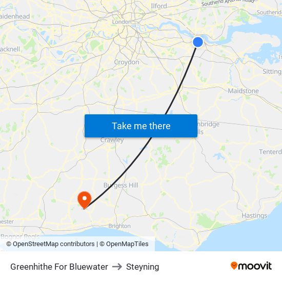 Greenhithe For Bluewater to Steyning map