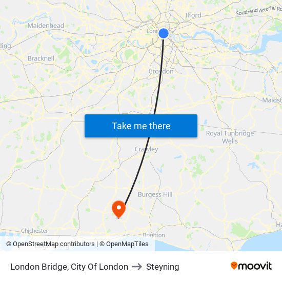 London Bridge, City Of London to Steyning map